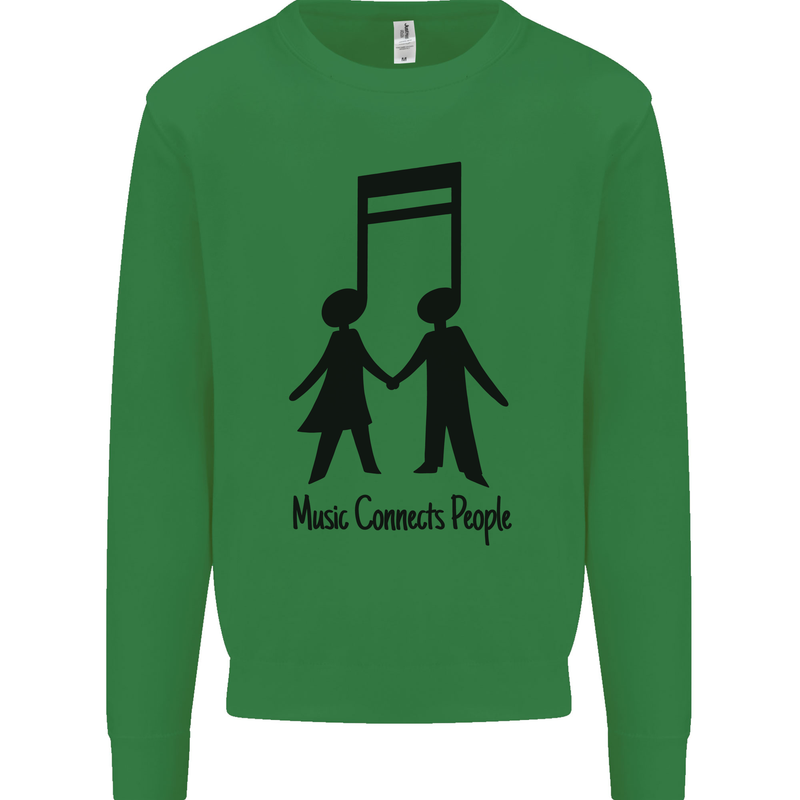 Music Connects Funny Valentines Day Kids Sweatshirt Jumper Irish Green