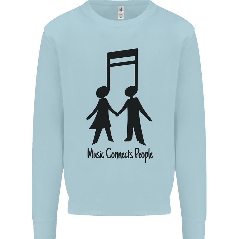 Music Connects Funny Valentines Day Kids Sweatshirt Jumper Light Blue