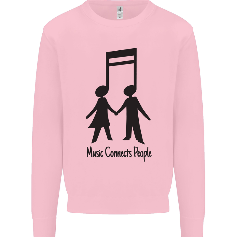 Music Connects Funny Valentines Day Kids Sweatshirt Jumper Light Pink