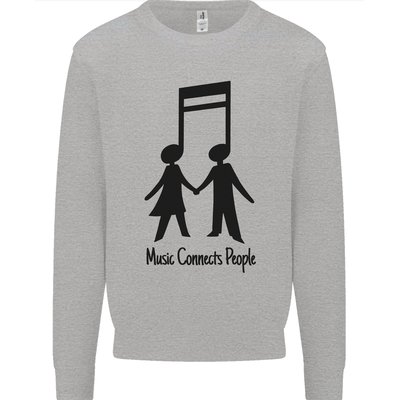 Music Connects Funny Valentines Day Kids Sweatshirt Jumper Sports Grey