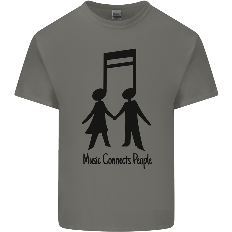 Music Connects Funny Valentines Day Kids T-Shirt Childrens Charcoal