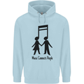 Music Connects Funny Valentines Day Mens 80% Cotton Hoodie Light Blue