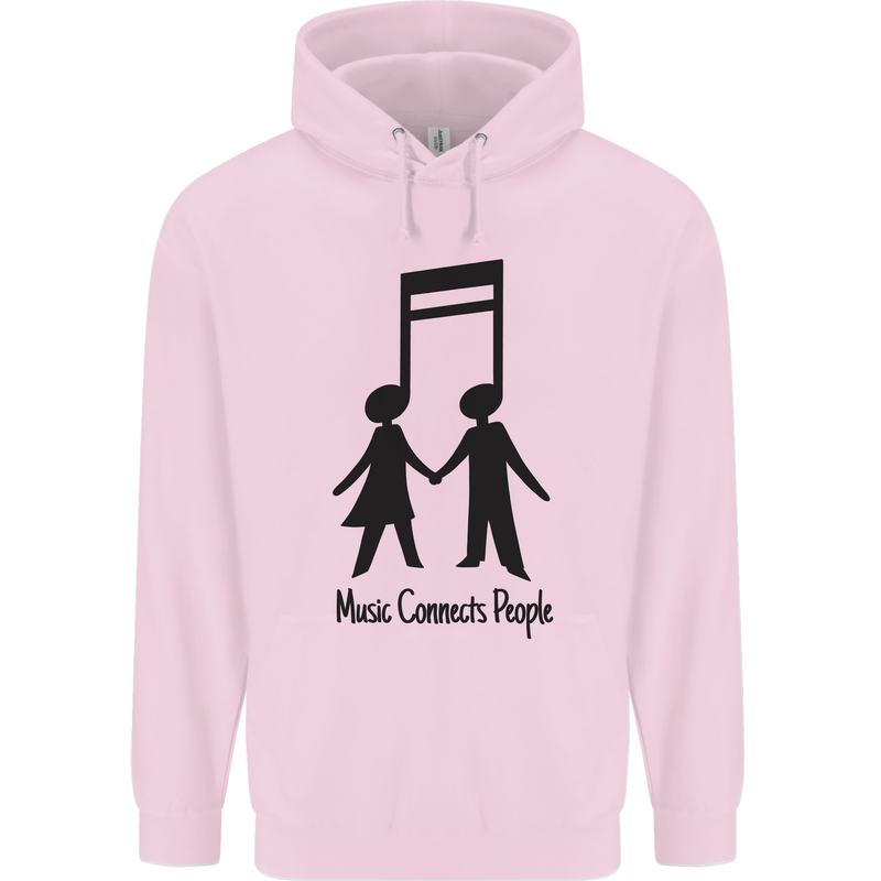 Music Connects Funny Valentines Day Mens 80% Cotton Hoodie Light Pink