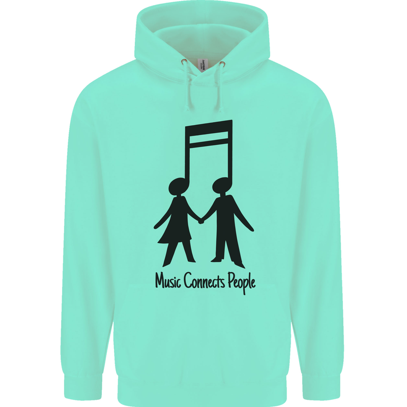 Music Connects Funny Valentines Day Mens 80% Cotton Hoodie Peppermint