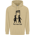 Music Connects Funny Valentines Day Mens 80% Cotton Hoodie Sand