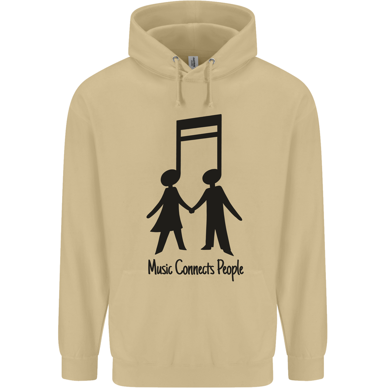 Music Connects Funny Valentines Day Mens 80% Cotton Hoodie Sand