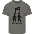 Music Connects Funny Valentines Day Mens Cotton T-Shirt Tee Top Charcoal