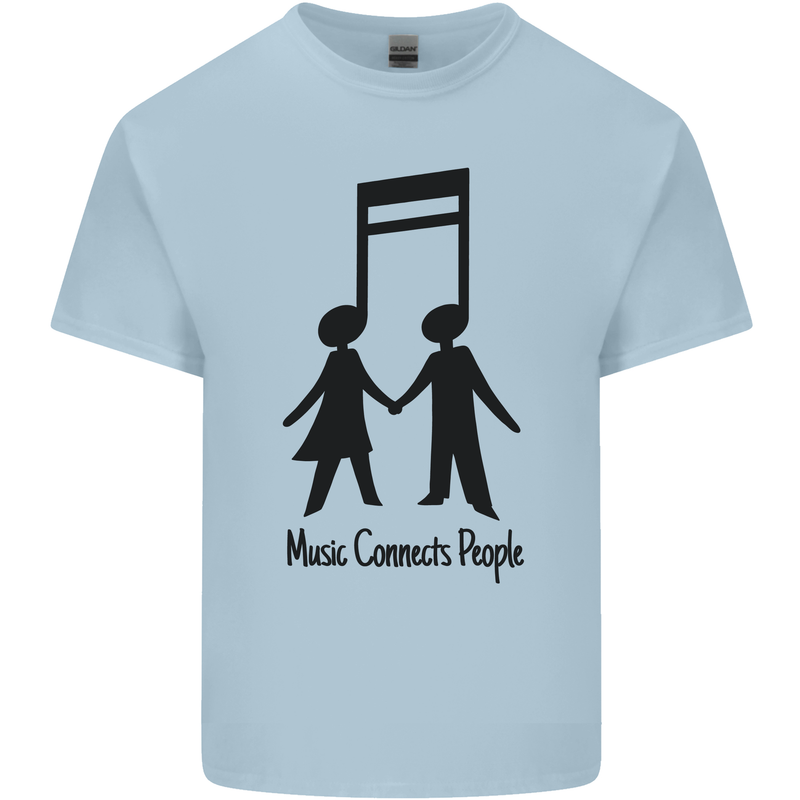 Music Connects Funny Valentines Day Mens Cotton T-Shirt Tee Top Light Blue