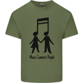 Music Connects Funny Valentines Day Mens Cotton T-Shirt Tee Top Military Green