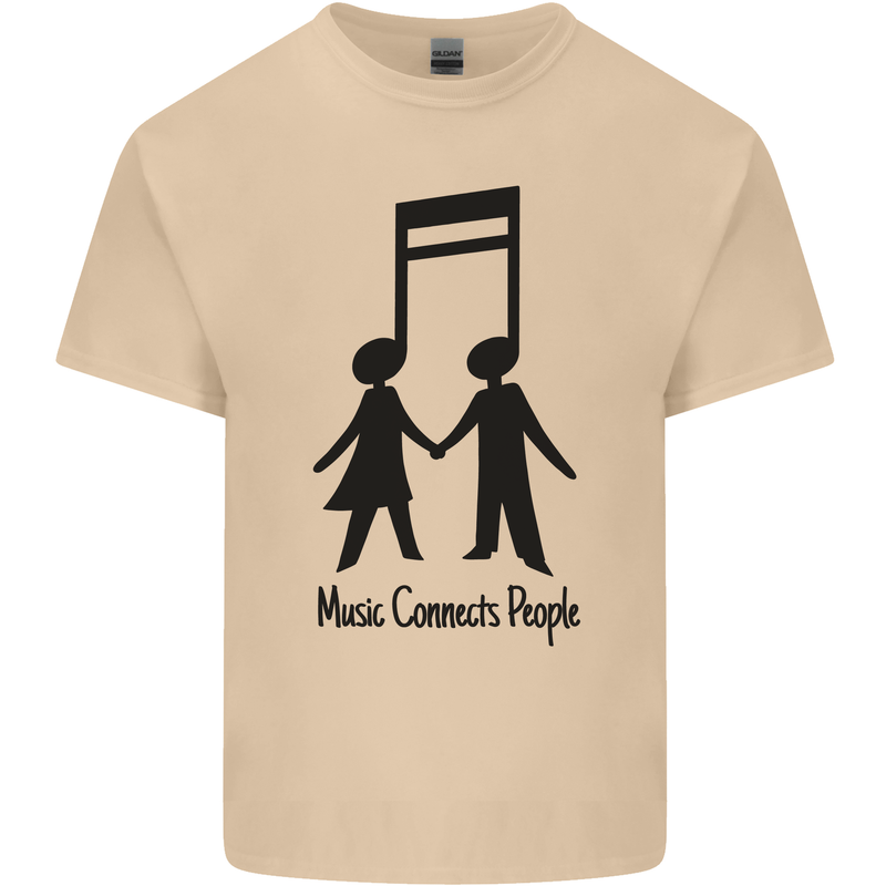 Music Connects Funny Valentines Day Mens Cotton T-Shirt Tee Top Sand