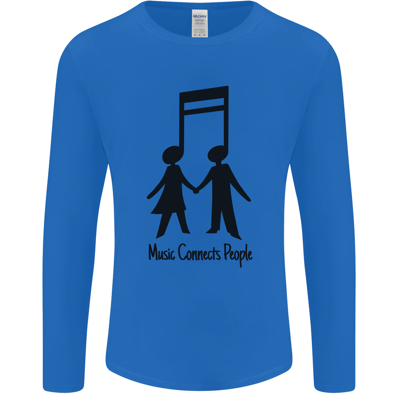 Music Connects Funny Valentines Day Mens Long Sleeve T-Shirt Royal Blue