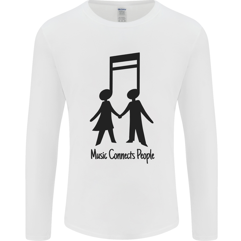 Music Connects Funny Valentines Day Mens Long Sleeve T-Shirt White