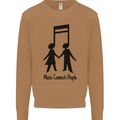 Music Connects Funny Valentines Day Mens Sweatshirt Jumper Caramel Latte