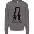 Music Connects Funny Valentines Day Mens Sweatshirt Jumper Charcoal