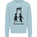 Music Connects Funny Valentines Day Mens Sweatshirt Jumper Light Blue