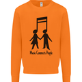 Music Connects Funny Valentines Day Mens Sweatshirt Jumper Orange