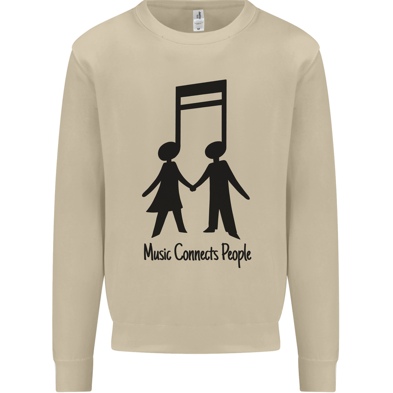 Music Connects Funny Valentines Day Mens Sweatshirt Jumper Sand