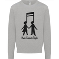 Music Connects Funny Valentines Day Mens Sweatshirt Jumper Sports Grey