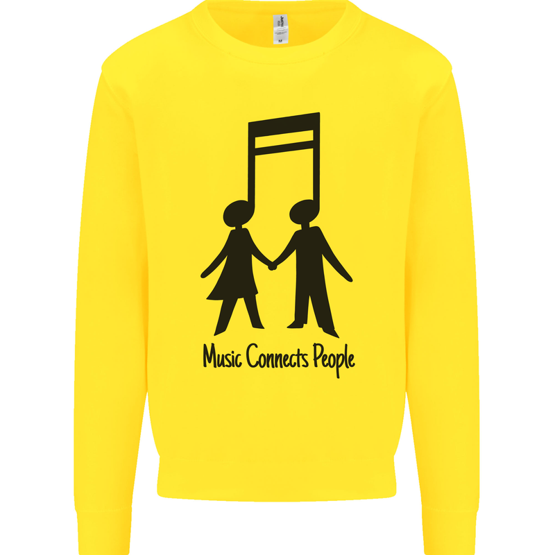 Music Connects Funny Valentines Day Mens Sweatshirt Jumper Yellow