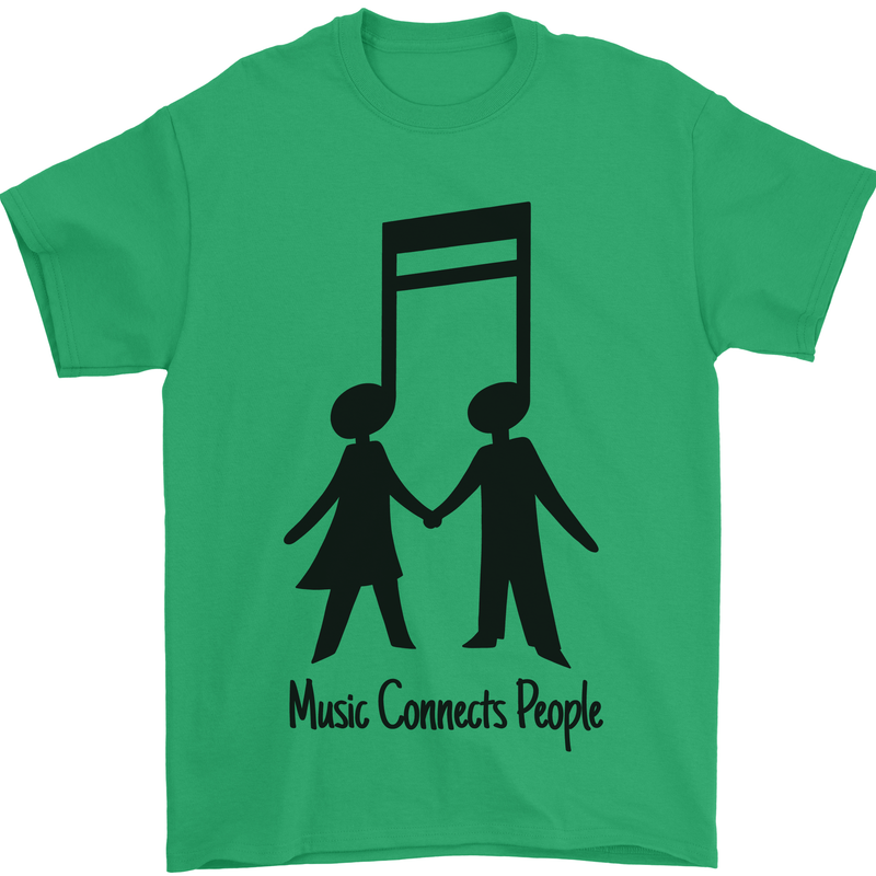 Music Connects Funny Valentines Day Mens T-Shirt 100% Cotton Irish Green