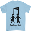 Music Connects Funny Valentines Day Mens T-Shirt 100% Cotton Light Blue