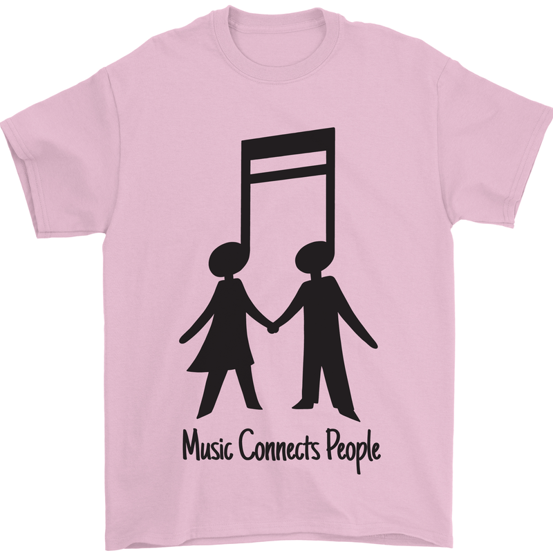 Music Connects Funny Valentines Day Mens T-Shirt 100% Cotton Light Pink