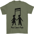 Music Connects Funny Valentines Day Mens T-Shirt 100% Cotton Military Green