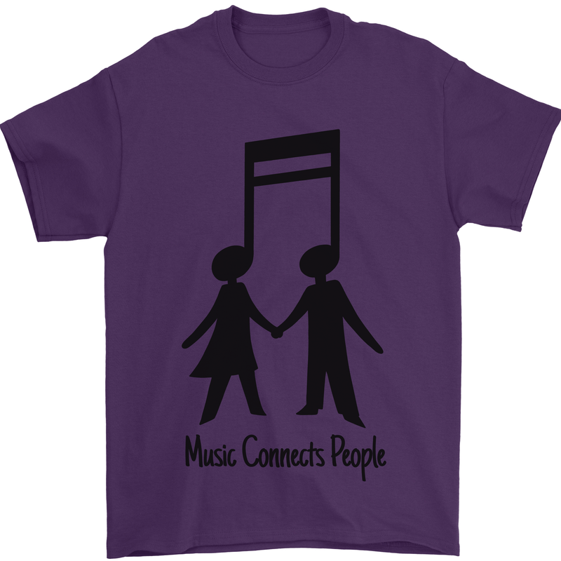 Music Connects Funny Valentines Day Mens T-Shirt 100% Cotton Purple