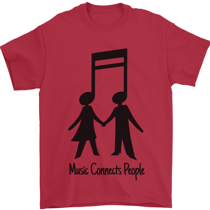 Music Connects Funny Valentines Day Mens T-Shirt 100% Cotton Red