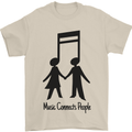 Music Connects Funny Valentines Day Mens T-Shirt 100% Cotton Sand