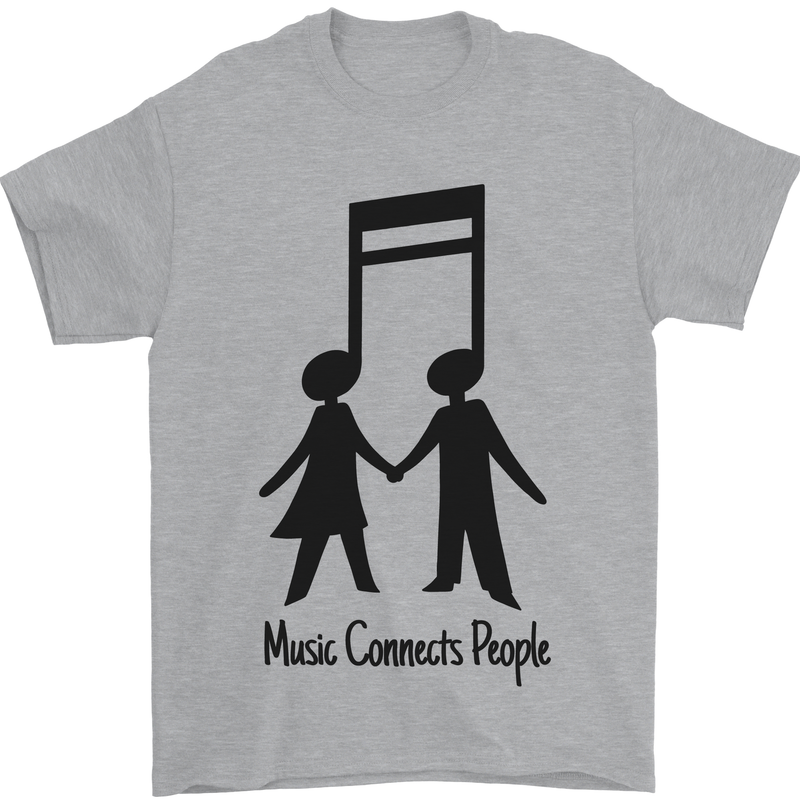 Music Connects Funny Valentines Day Mens T-Shirt 100% Cotton Sports Grey