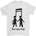 Music Connects Funny Valentines Day Mens T-Shirt 100% Cotton White