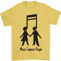 Music Connects Funny Valentines Day Mens T-Shirt 100% Cotton Yellow