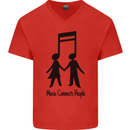 Music Connects Funny Valentines Day Mens V-Neck Cotton T-Shirt Red