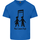 Music Connects Funny Valentines Day Mens V-Neck Cotton T-Shirt Royal Blue