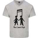Music Connects Funny Valentines Day Mens V-Neck Cotton T-Shirt Sports Grey