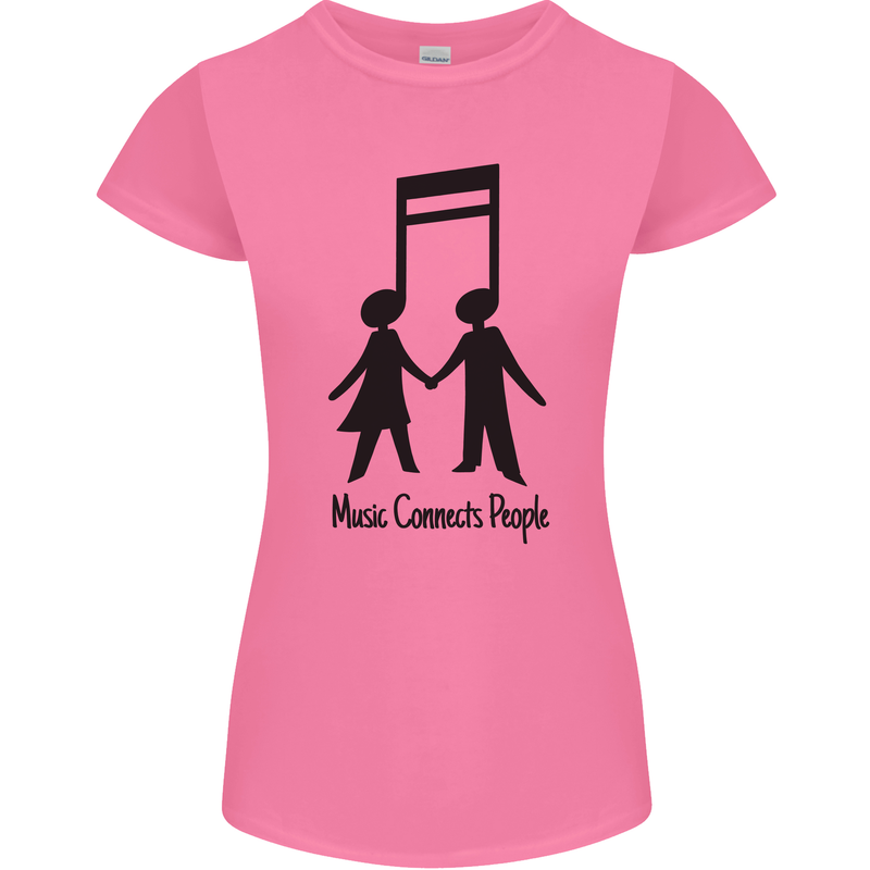 Music Connects Funny Valentines Day Womens Petite Cut T-Shirt Azalea