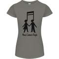 Music Connects Funny Valentines Day Womens Petite Cut T-Shirt Charcoal