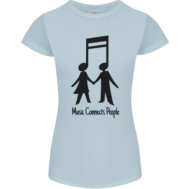 Music Connects Funny Valentines Day Womens Petite Cut T-Shirt Light Blue