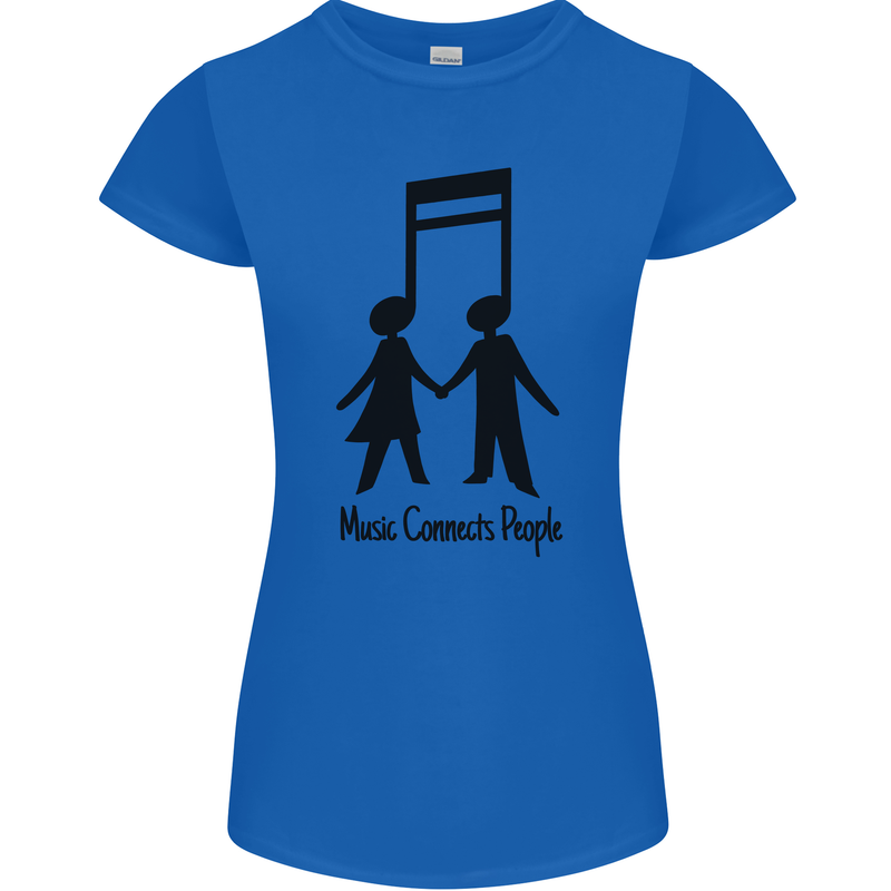 Music Connects Funny Valentines Day Womens Petite Cut T-Shirt Royal Blue