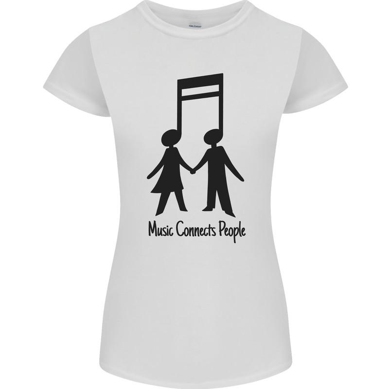 Music Connects Funny Valentines Day Womens Petite Cut T-Shirt White