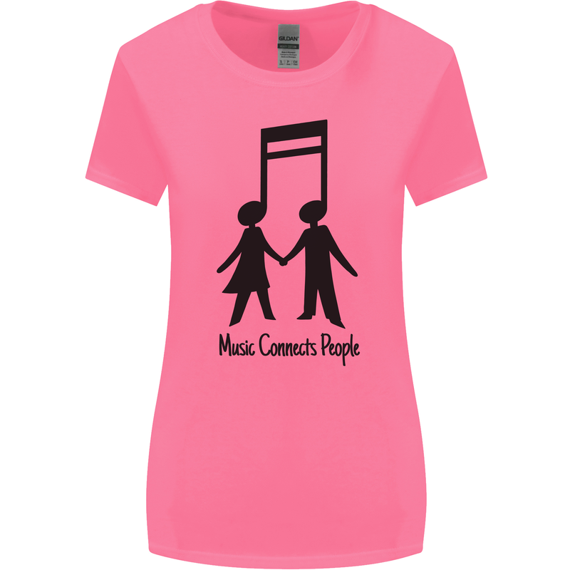 Music Connects Funny Valentines Day Womens Wider Cut T-Shirt Azalea