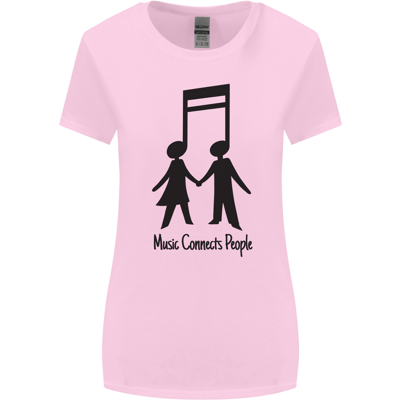 Music Connects Funny Valentines Day Womens Wider Cut T-Shirt Light Pink