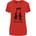 Music Connects Funny Valentines Day Womens Wider Cut T-Shirt Red