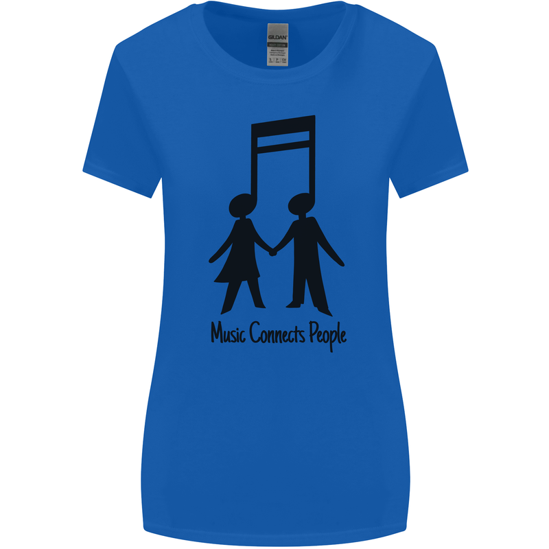 Music Connects Funny Valentines Day Womens Wider Cut T-Shirt Royal Blue