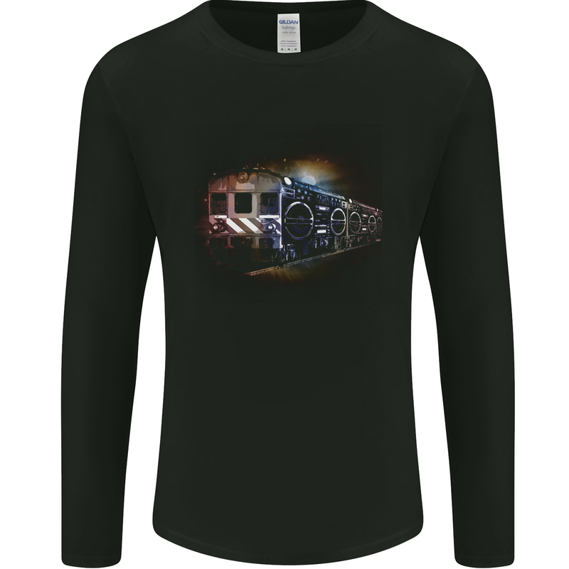 Music Ghetto Blaster Train Dance Mens Long Sleeve T-Shirt Black