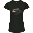 Music Ghetto Blaster Train Dance Womens Petite Cut T-Shirt Black
