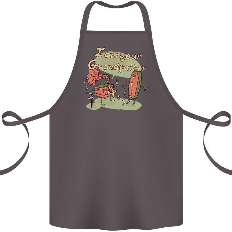 Music I am Your Grandfather DJ Stream Vinyl Cotton Apron 100% Organic Dark Grey