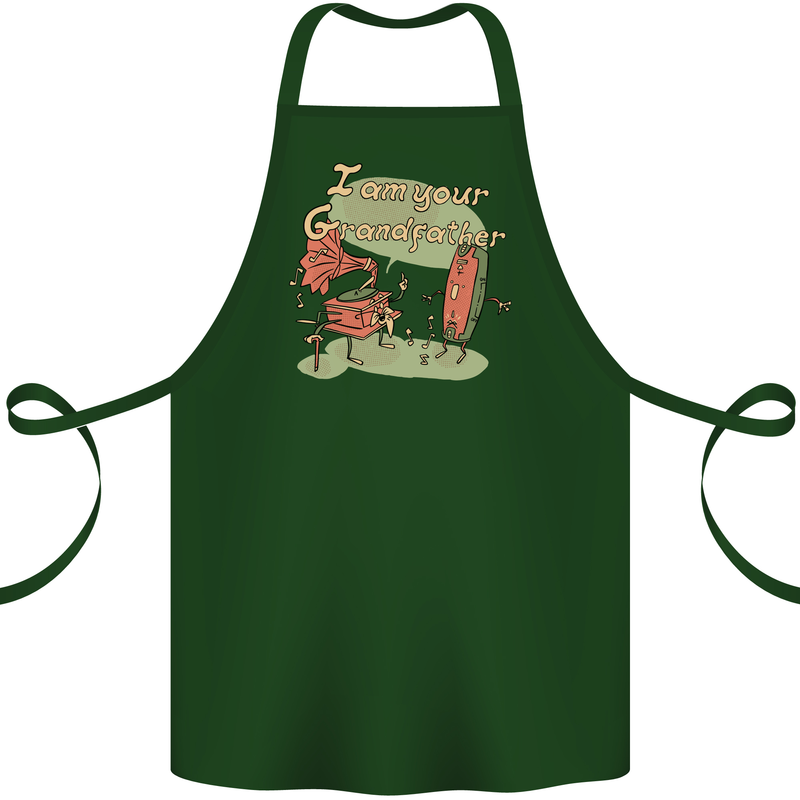 Music I am Your Grandfather DJ Stream Vinyl Cotton Apron 100% Organic Forest Green