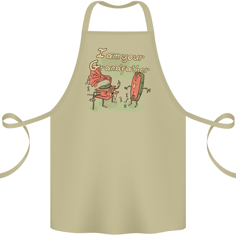 Music I am Your Grandfather DJ Stream Vinyl Cotton Apron 100% Organic Khaki